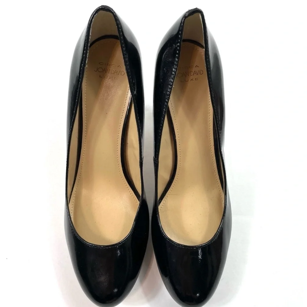 Joan & David Circa Luxe Black Patent Leather Pumps 6 1/2